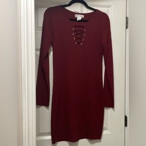 Maroon sweater dress